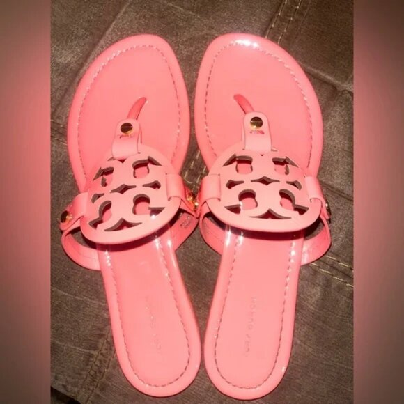 NIB Tory Burch Miller patent leather sandals in coral crush - Picture 3 of 4